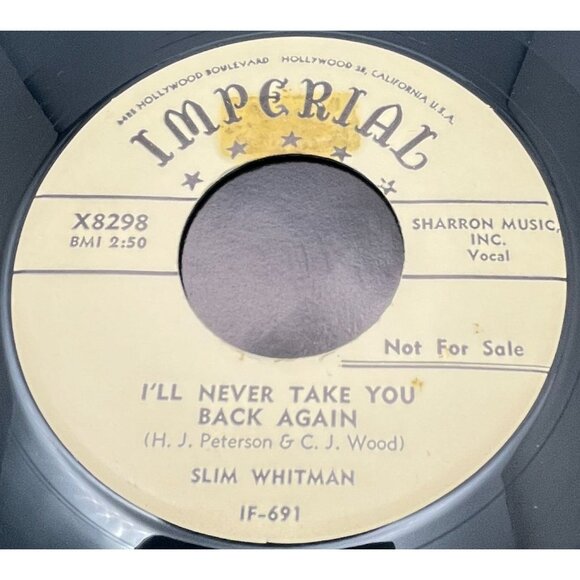 Slim Whitman I'll Never Stop Loving You / Take You Back Again 45 Country Promo - Picture 2 of 6